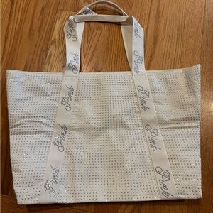 PINK Victoria's Secret White Tote with Logo Straps